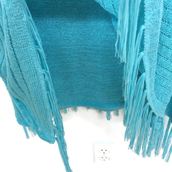 Chico’s Turquoise Cold Shoulder Sweater Size 3P or 14 - Picture 8 of 9